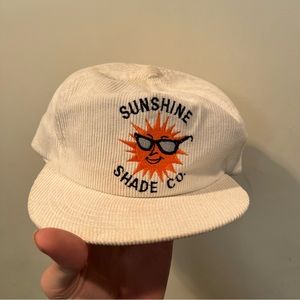 Vintage 80s Sunshine shade co white corduroy trucker hat zipper back